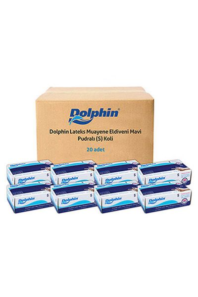 Dolphin Mavi Lateks Eldiven Pudralı (S) 20 PK x 100 Adet (Koli)