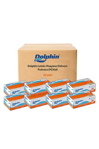 Dolphin Beyaz Lateks Eldiven Pudrasız M 100 Adet x 20 Paket - Koli - Thumbnail