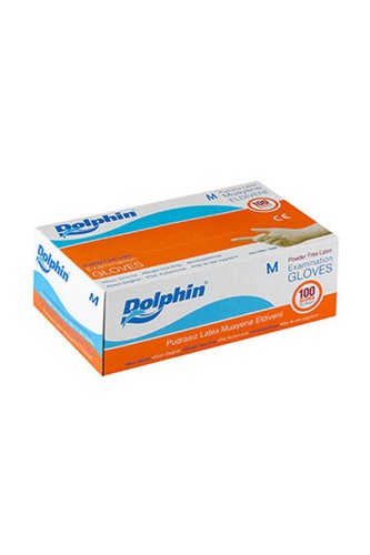 Dolphin - Dolphin Beyaz Lateks Eldiven Pudrasız (M) 100lü Paket
