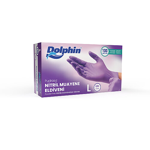 Dolphin Lila Nitril Muayene Eldiveni L Beden 100 Adet - MDR - Dolphin