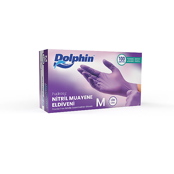 Dolphin Lila Nitril Muayene Eldiveni M Beden 100 Adet - MDR - 1
