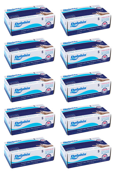 Dolphin Mavi Lateks Eldiven Pudralı (S) 100lü Paket 10 Adet - 1