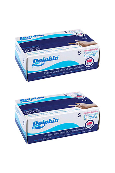 Dolphin Mavi Lateks Eldiven Pudralı (S) 100lü Paket 2 Adet