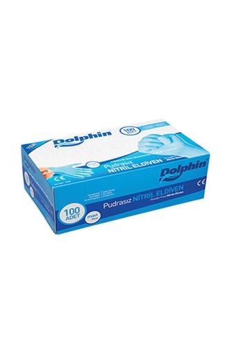 Dolphin - Dolphin Mavi Nitril Eldiven Pudrasız (L) 100lü Paket