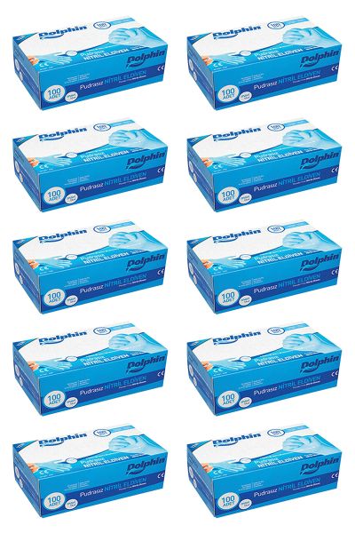 Dolphin Mavi Nitril Eldiven Pudrasız S 100 Adet x 10 Paket