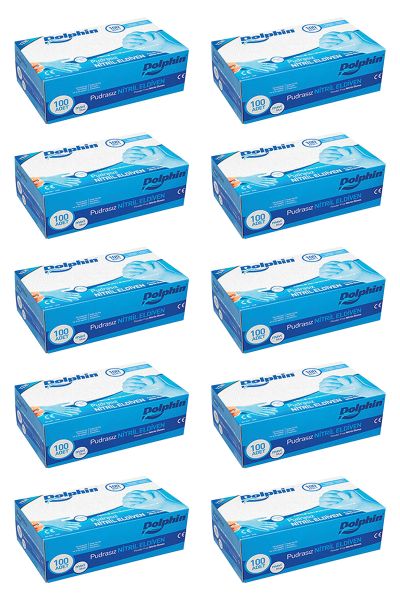 Dolphin Mavi Nitril Eldiven Pudrasız XL 100 Adet x 10 Paket