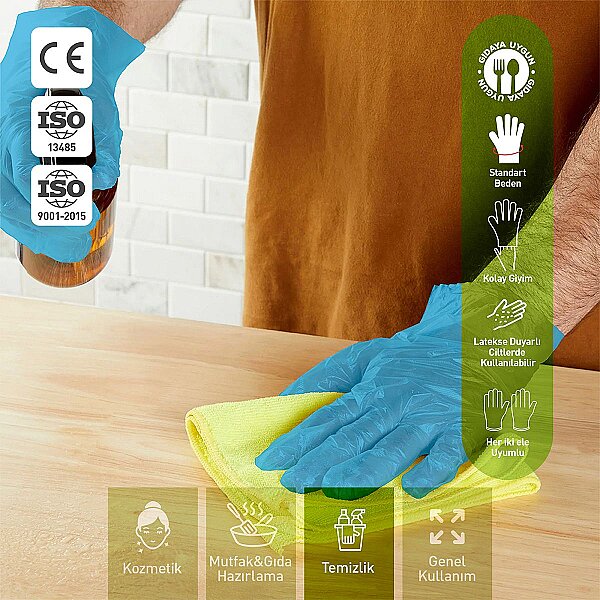 Dolphin Mavi TPE Eldiven M Beden 100 Adet x 20 Paket - Koli - 5