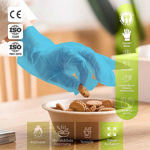 Dolphin Mavi TPE Eldiven M Beden 100 Adet x 20 Paket - Koli - 6