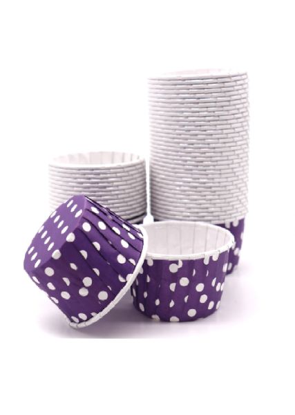 Roll-up Muffin Kek Kapsülü Mor Puantiyeli 50 Adet - 1