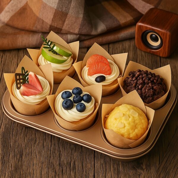 Roll-up Muffin Kek Kapsülü İnce Tulip Kraft 100 Adet - 5