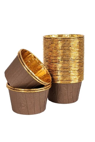 Roll-up Muffin Kek Kapsülü Kahverengi-Altın 25 Adet - Roll-up