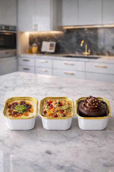 Dolphin Muffin Kek Kapsülü Kare Beyaz-Altın 25li - 1