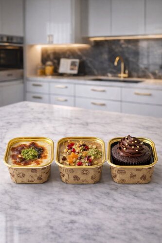 Dolphin Muffin Kek Kapsülü Kare Kraft Desenli 50li - Dolphin