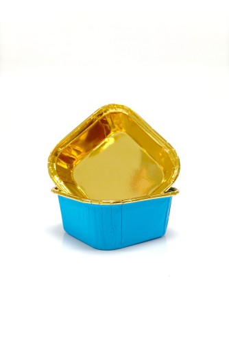 Dolphin Muffin Kek Kapsülü Kare Mavi-Altın 25li - Thumbnail