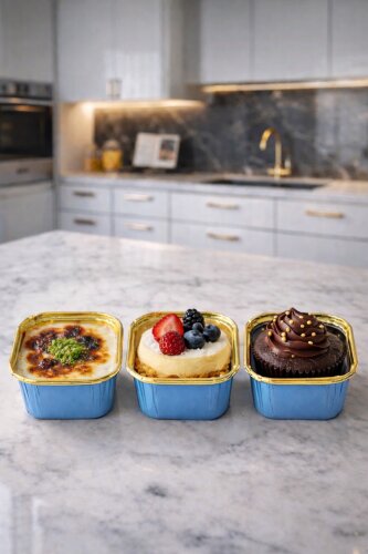 Dolphin Muffin Kek Kapsülü Kare Mavi-Altın 25li - Dolphin