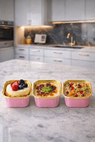 Dolphin Muffin Kek Kapsülü Kare Pembe-Altın 25li - Dolphin