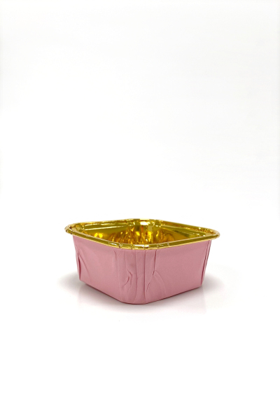 Dolphin Muffin Kare Pembe-Altın Kek Kapsülü 25 Adet - 2