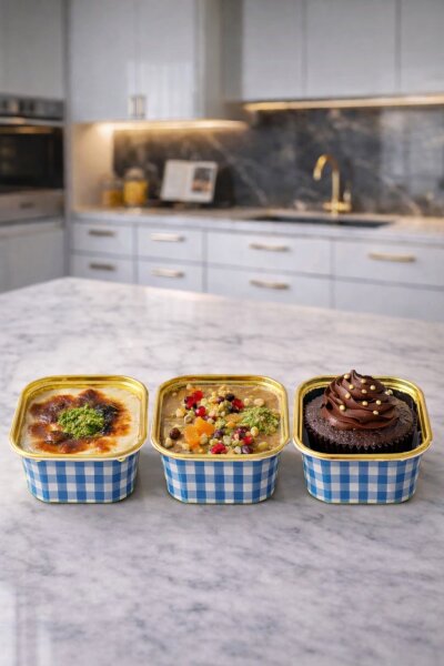 Dolphin Muffin Kek Kapsülü Kare Pötikare Mavi-Altın 25li - 1