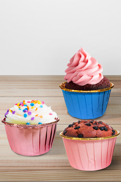 Dolphin Muffin Kek Kapsülü Mavi-Altın 25 Adet - 2