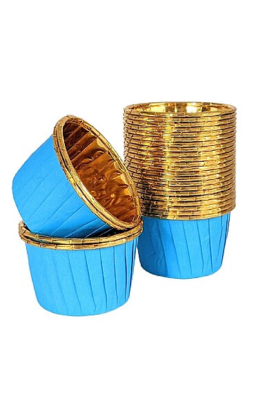 Dolphin Muffin Kek Kapsülü Mavi-Altın 60 Paket x 25 Adet - 1