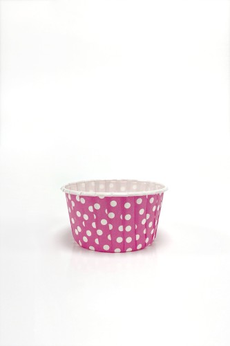 Roll-up Muffin Kek Kapsülü Fuşya Puantiyeli Büyük Boy 50 Adet - Roll-up