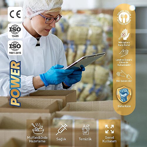 Dolphin Nitril Muayene Eldiveni Pudrasız Kalın Mavi L Beden 100 Adet x 20 Paket-Koli - 4
