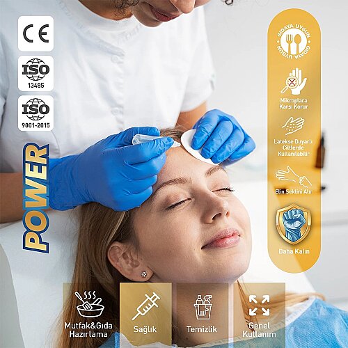 Dolphin Nitril Muayene Eldiveni Pudrasız Kalın Mavi XL Beden 100 Adet-MDR - 6