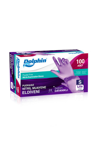 Dolphin - Dolphin Lila Nitril Eldiven Pudrasız (S) 100lü Paket