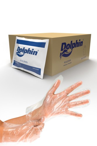 Dolphin - Dolphin Şeffaf Eldiven Pe 100 Adet x 100 Paket - Koli