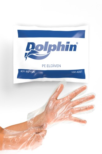 Dolphin - Dolphin Şeffaf Eldiven PE 100 Adet