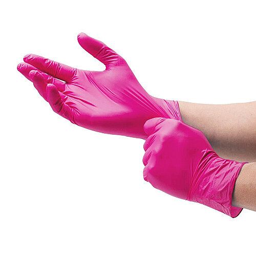 Dolphin Pembe Nitril Muayene Eldiveni M Beden 100 Adet x 20 Paket - MDR - Koli - 1