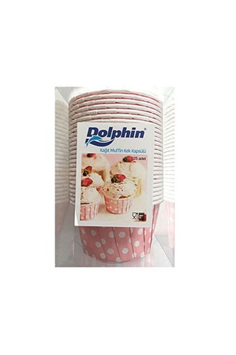 Dolphin Pembe Puantiyeli Muffin-Kek Kapsülü 25li - Thumbnail