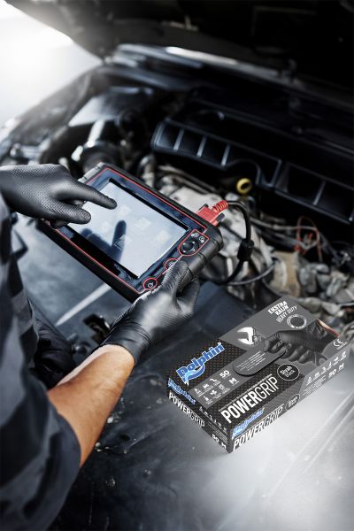 Dolphin PowerGrip Ekstra Kalın Siyah Nitril Eldiven Elmas Dokulu M 50 Adet - 2