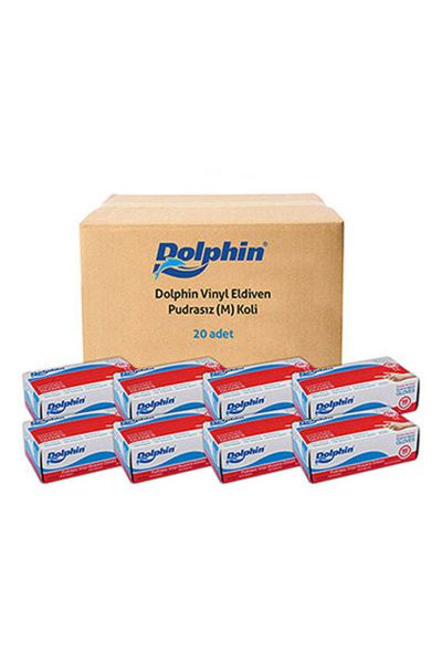 Dolphin Beyaz Vinil Eldiveni Pudrasız M 100 Adet x 20 Paket - Koli