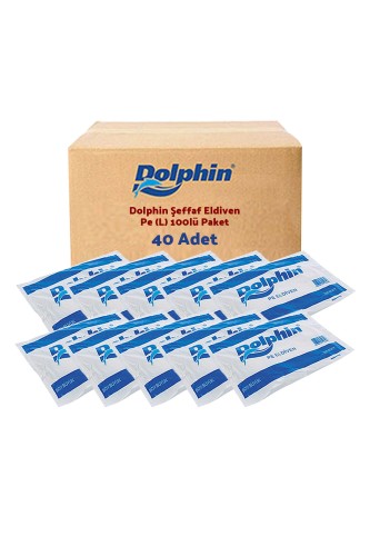 Dolphin - Dolphin Şeffaf Eldiven Pe (L) 100lü Paket 40 Adet