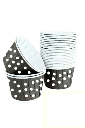 Roll-up Muffin Kek Kapsülü Siyah Puantiyeli 50 Adet - Roll-up