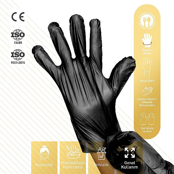 Dolphin Siyah TPE Eldiven S Beden 100 Adet - 2