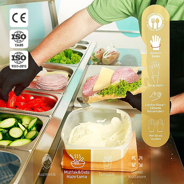 Dolphin Siyah TPE Eldiven S Beden 100 Adet - 4