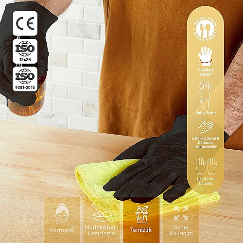 Dolphin Siyah TPE Eldiven S Beden 100 Adet - 5