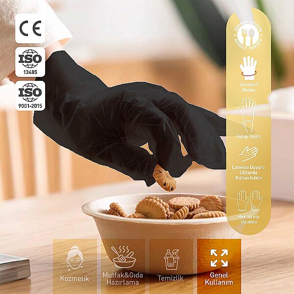 Dolphin Siyah TPE Eldiven S Beden 100 Adet - 6