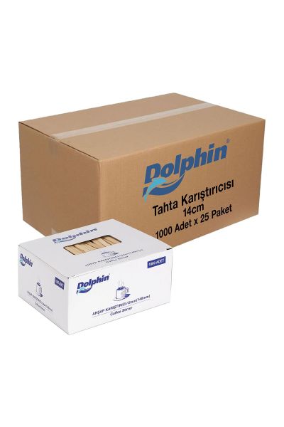 Dolphin Tahta Karıştırıcı 14cm 1000 Adet x 25 Paket (Koli)