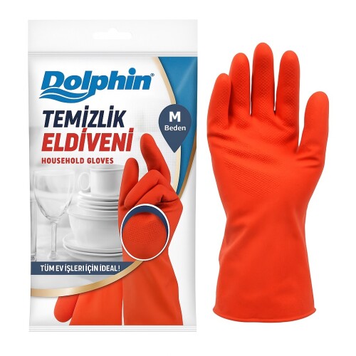 Dolphin Temizlik Eldiveni Kırmızı M 1 Çift - Dolphin