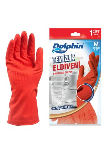 Dolphin Temizlik Eldiveni Kırmızı M 1 Çift - Dolphin