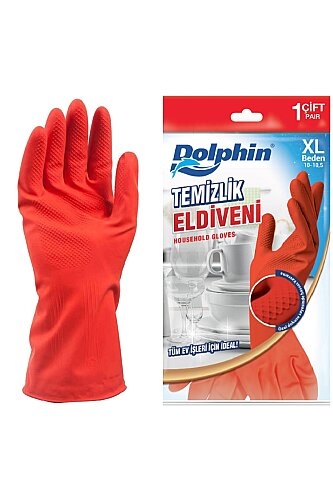 Dolphin Temizlik-Bulaşık Eldiveni Kırmızı XL Beden 1 Çift - Dolphin