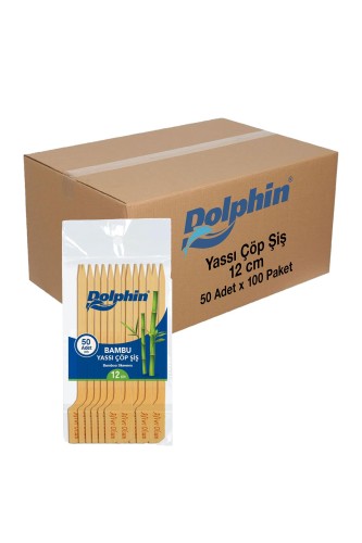 Dolphin - Dolphin Yassı Çöp Şiş 12cm 50 Adet x 100 Paket (Koli)