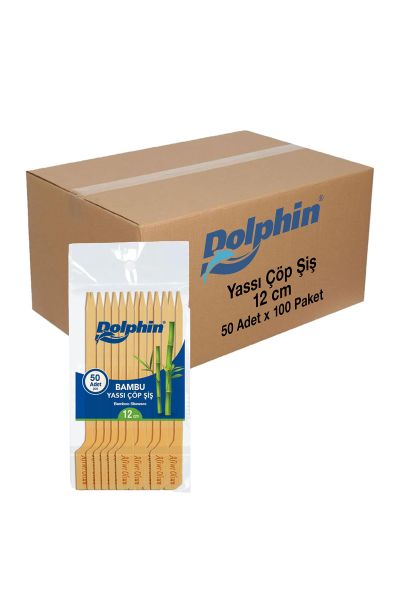 Dolphin Yassı Çöp Şiş 12cm 50 Adet x 100 Paket (Koli)