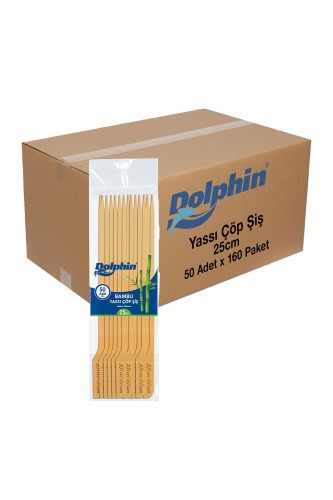 Dolphin - Dolphin Yassı Çöp Şiş 25cm 50 Adet x 160 Paket (Koli)