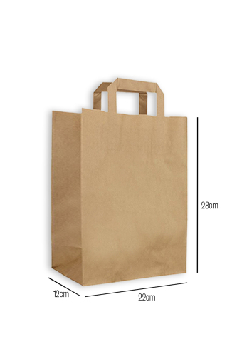 Düz Dıştan Saplı Kraft Çanta 22 x 28 x 12cm 200 Adet - Kullan At Market