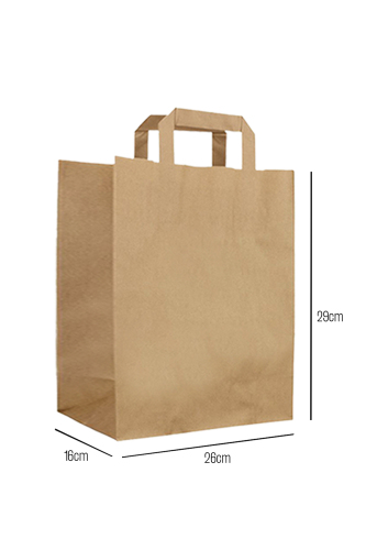 Düz Dıştan Saplı Kraft Çanta 26 x 29 x 16cm 200 Adet - Kullan At Market