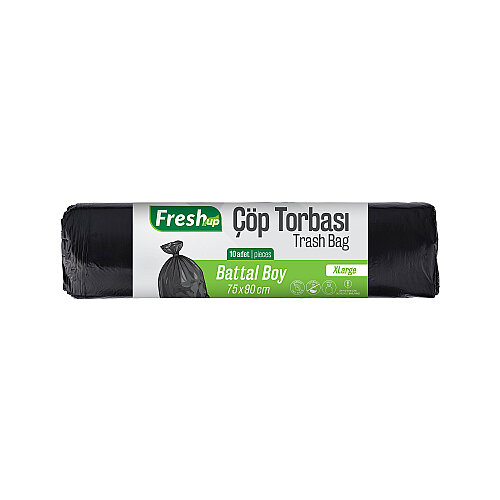 Fresh-Up Çöp Torbası Battal Boy 75 * 90cm 140g Siyah 10 Adet - Fresh-Up
